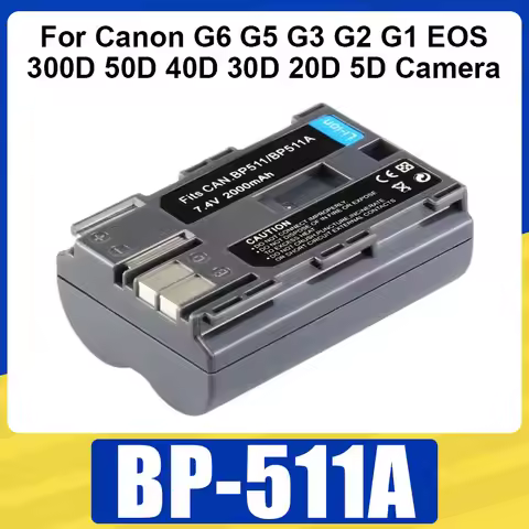 BP-511A BP511 Battery 2000mAh Rechargeable Batteries for Canon G6 G5 G3 G2 G1 EOS 300D 50D 40D 30D 2