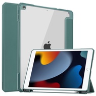 เคสฝาพับ ฝาหลังใส ไอแพด 10.2 / ไอแพด 8 / ไอแพด 9 พร้อมช่องเก็บปากกา  Use For iPad 10.2 / iPad 8 / iPad 9 Luxury Leather Case Smart With Pencil Holder