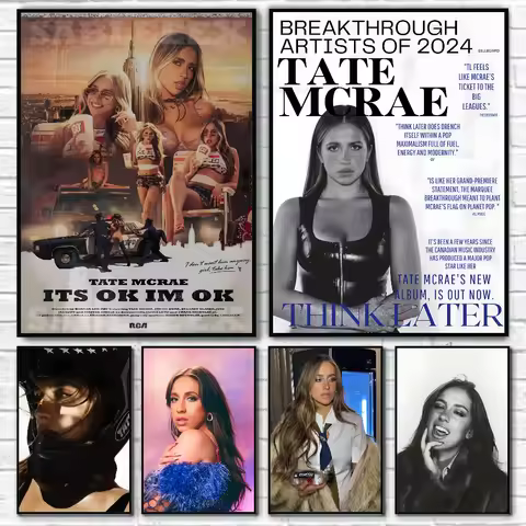 1PC Singer Tate McRae Poster Self-adhesive Art Waterproof Paper Sticker Coffee House Bar Room Wall D