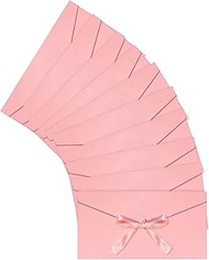 EORTA 10 Pieces Pink Envelopes with Bow Tie Closure, Paper Greeting Card Holders for Invitations Mai