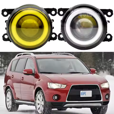 2pcs/pair H11 LED Fog Lamp Assembly Angel eyes Fog Light 90mm For Mitsubishi Outlander XL 2010 2011 