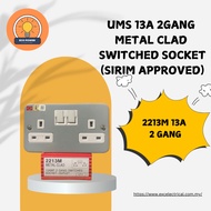 UMS 2213M 13A 2GANG METAL CLAD SWITCH SOCKET