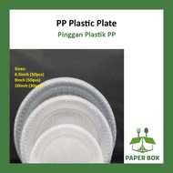 Pinggan Plastik (50PCS) Disposable PP Plastic Round Plate/ Party Plate - 6.5 Inch/ 9 Inch/ 10inch