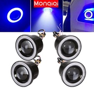MonQiQi Sepasang Lampu Led Foglamp COB 89 mm 3.5 inch Fog Light Projie Mobil LED Angel Eyes Universal Ring BIRU