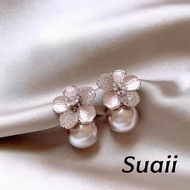 [Custom] earrings pearl flower flower manta rose color simple model ear accessories E1132