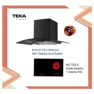 Teka NCW 90 T30 Stainless Steel Hood with Self Cleaning (1500m3/h) + HIC 7322 S Combi Induction + Ceramic Hob Free Gift