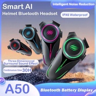 A50 Helmet Bluetooth Intercom Headset Voice Control RGB Ambient Light