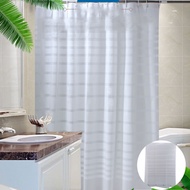 Bathroom White Stripe Waterproof Bathroom Curtain