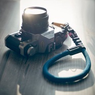 相機快拆手腕帶 藍黑色 10mm登山繩 真皮復古手工 菲林 兩組扣