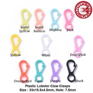12 PCS PLASTIC LOBSTER CLASP 33x15.5x4.5mm, Hole: 7.5mm COLORED PLASTIC HOOKS