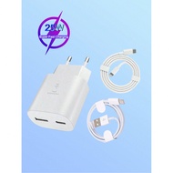 USB C Charger, 25W Dual Port USB C Fast Charging With 60W USB/USB-C To Type-C Fast Charging Cable, 3