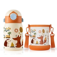 Fjbottle 400ml Kids Water Bottle Cartoon Pattern Thermos Cup Stainless Steel Insulated Bottle Childr