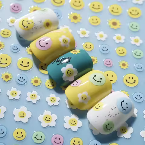 1 sheet Smile Nail Art 3D Stickers Nail Decals for Nails Smile Face Manicure Nail Decal Nails Manicu