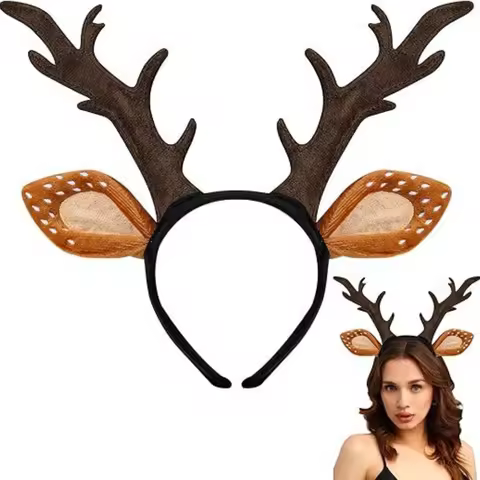 1PC Deer Antler Hair Hoop, Women's Adult Deer Costume, Cute Reindeer Antler & Ear Costume Accessorie
