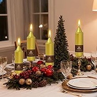 Gold Candle Christmas Taper Candle Sticks 4 PCS Candle 5 inch Short Tapered Candle Unscented Taper C