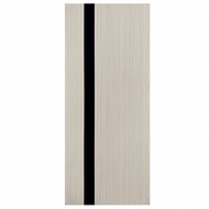 WELLINGTAN ประตู WPC บานทึบ WPC-02 80x200ซม. Gray Oak - Black (ไม่เจาะ)