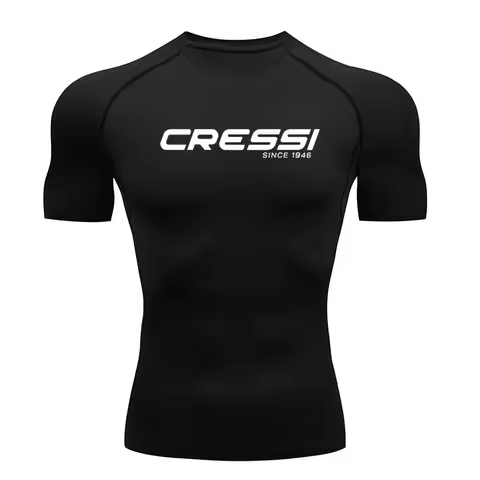 Men Surf Sunscreen Diving Suit Rash Protection T-Shirt Swimsuit Tight Short-Sleeved Swimming Floatin