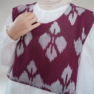 WM COLLECTIONS - Kirana Vest Batik Rompi Wanita Outer Tenun Etnik Modern Warna Warna Maroon Big Size