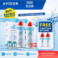 Avizor Ever Clean Preservative-Free Contact Lens Solution (2x225ml) Free 60mlx1