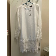 Baju Kurung Moden Nikah Pengantin Off White Lace New &amp; Never Worn Size M 38 Putih White