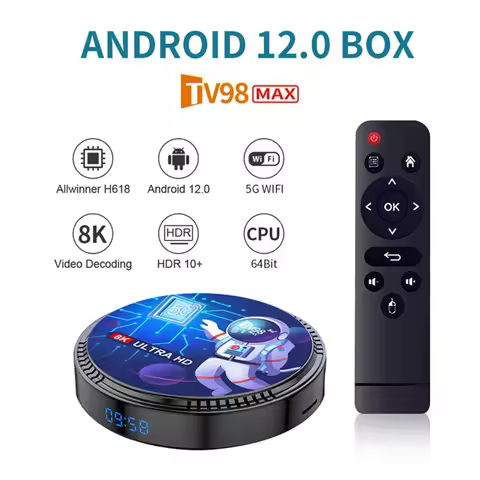 TV98 MAX Android 12 Smart TV Box Allwinner H618 4G 64GB 8K 2.4G 5.8G Dual Band WiFi6 BT4.0 Voice Rem