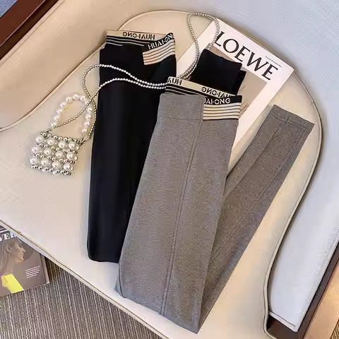 150Kg Plus Size Women's Autumn Loose Inside and Outwea Leggings Letter Casual Pants Hip 150 Black Gr