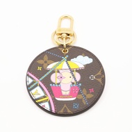 LOUIS VUITTON LV 路易威登 Porte Cles Illustre Vivienne 鑰匙圈 吊飾 棕/粉色 原花帆布 M69855