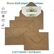 50-Pack A7 Brown Kraft Paper 5x7 Envelopes For 5x7 Cards, Photos, Invitations, Announcements, Shower