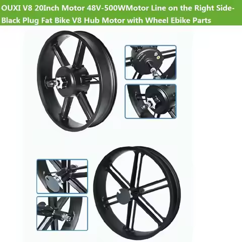 OUXI V8 20Inch Motor 48V-500WMotor Line on the Right Side-Black Plug Fat Bike V8 Hub Motor with Whee
