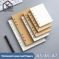 YELGIRLB 80Sheets Loose Leaf Paper, A5/A6/A7 Horizontal Line/Blank Notebook Refill Paper, Durable Kr