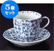 kbu3-744-27-233-5set Set of 5 Bowls, Vine Flower Coffee C/S [Bowl 3.2 x 6.5 cm, Plate 5.4 x 0.8 x 0.