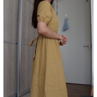 (Preloved) High-Waist Brown Dress Bishop Sleeve