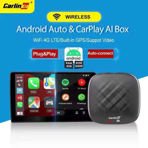 CarlinKit CarPlay Ai Box 2.4G&5Ghz WiFi Wireless Android Auto CarPlay Adapter Built-in GPS Play Stor