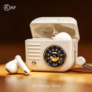 iKF Retro Air หูฟังเรโทรระบบแอร์หูฟังเอียบัดไร้สายหูฟังกึ่งอินเอียร์เสียงเบสทุ้มลึกไมโครโฟนในตัว36ช