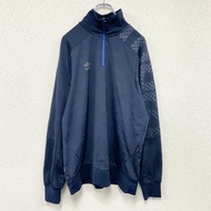 古著UMBRO半拉鍊運動外套/運動衫，海軍藍，XL 碼