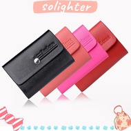 SOLIGHTER ID Credit Card Holder Women Men Leather Solid Color Wallet Simple Credit ID Card Organizer
