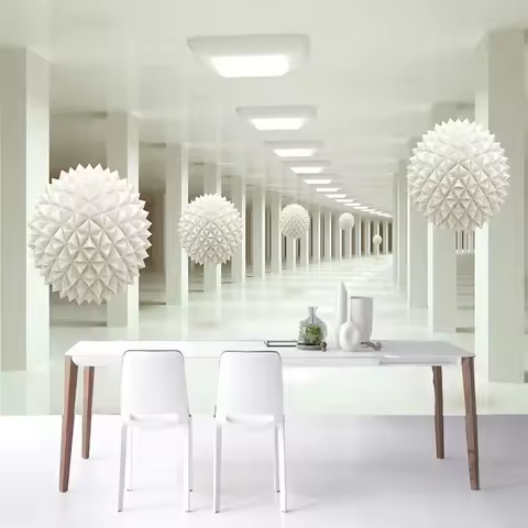 Modern Simple 3D Stereo Abstract Space White Sphere Mural Wallpaper Office Living Room TV Sofa Backd