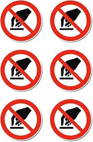 No touching prohibition sign: P010 - DIN EN ISO 7010 / ASR A1.3 - sticker: diameter 5 cm, pack of 6