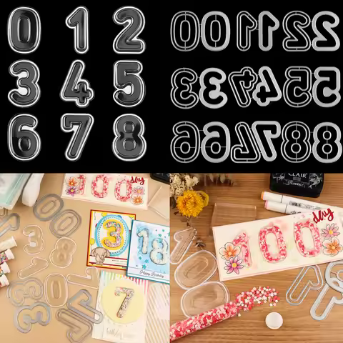 6Pcs/Pack 3D Shaker Covers Blisters Domes Number 0-9 Die&Shaker Set For Shaker Cards Making Puffy Sh