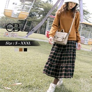 OB DESIGN ★ FAKE TWO PIECE PATCHED CHECKED LONG SLEEVE DRESS ★ 3 COLOR ★ S-XXXL SIZE ★ PLUS SIZE