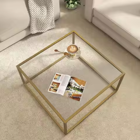 Glass Coffee Table Modern Coffee Tables for Living Room Square Minimalist Center Tables for Home Off
