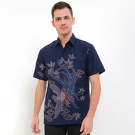Rianty Batik Premium Pria Kemeja Pendek Hem Navy Furing Firenze