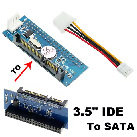 3.5" 40 Pin IDE Female to SATA 7+15P Connector HDD Hard Disk Adapter Converter Data Cable ATA 133 10