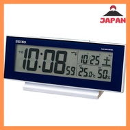 [Direct from Japan][Brand New]Seiko Clock Alarm Clock Always on Radio Wave Digital Calendar Temperature Humidity Display Visible at Night Dark Blue Metallic SQ762L SEIKO