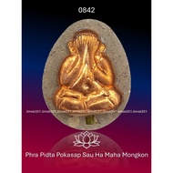 0842 BUDDHA AMULETS. Phra PIDTA POKASAP SAU HA. Spare PU Case. Wat Stop. Be2565.