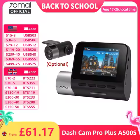 70mai Dash Cam Pro Plus A500S 1944P ADAS GPS Camera 70mai Front Cam A500S 140FOV Car DVR 24H Parking