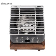 TIANCONG Japanese Charcoal Grill, Fast Heating Black Hibachi Grill, Portable Square Shape Wooden Tra