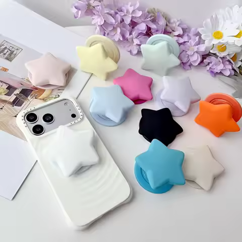 Cute Star Shape Airbag Kickstand Detachable Magnetic Pop Socket Phone Grip Holder 360°Rotatable Phon