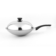 BUFFALO 32cm Stainless steel Round bottom WOK with Long handle
