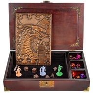 DND dice Tray 3 in 1 - DND dice Set Metal with a Wooden Box - dice Tray for Rolling with Storage Org